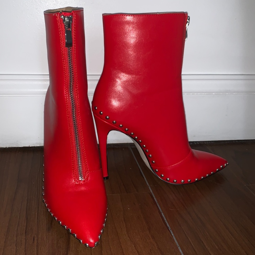 fashion nova red heel booties